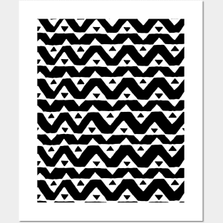 Black and White Modern Hand Drawn Pattern Posters and Art